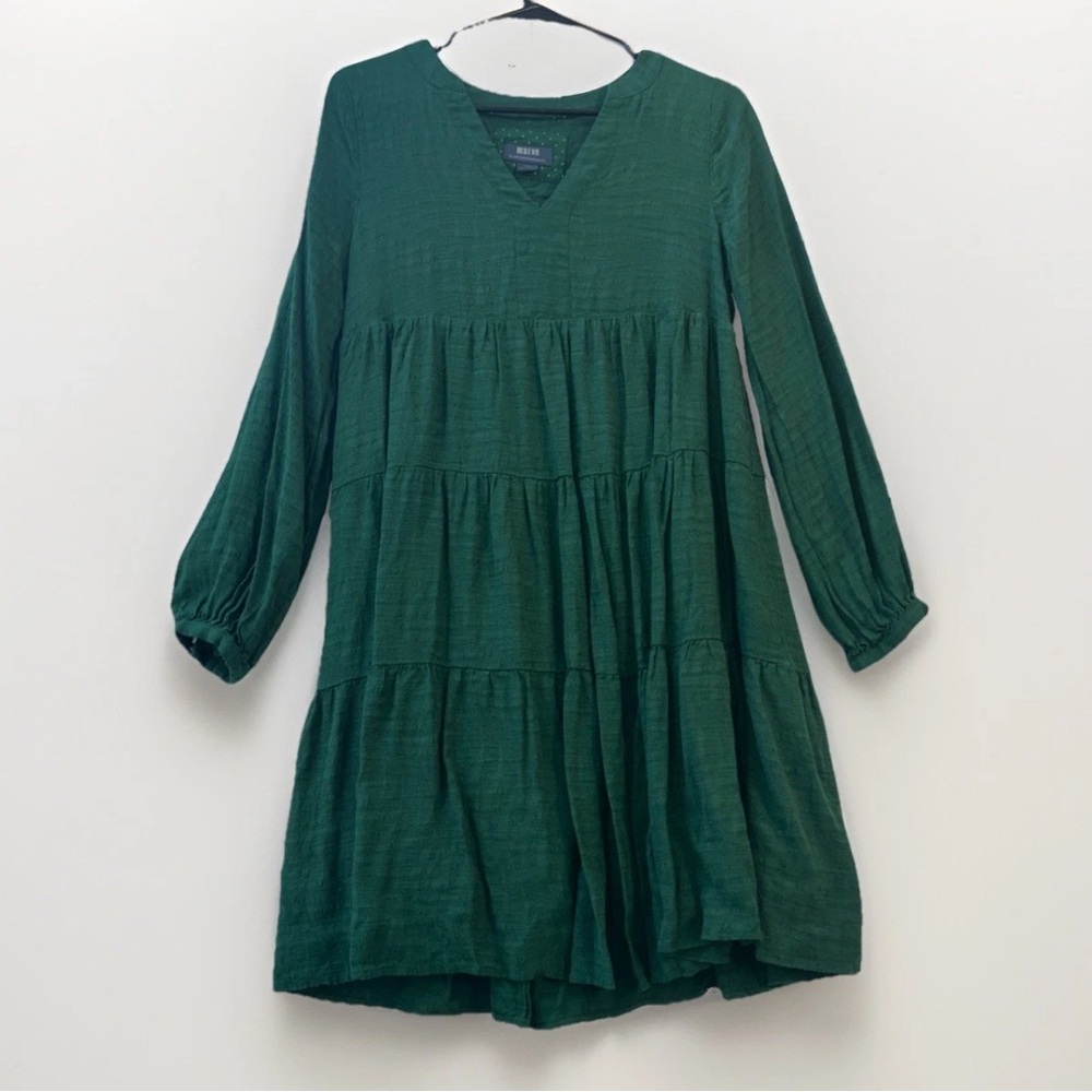 Maeve Anthropologie Women's  Tiered Tunic Dress in kelly green Size XS Layered